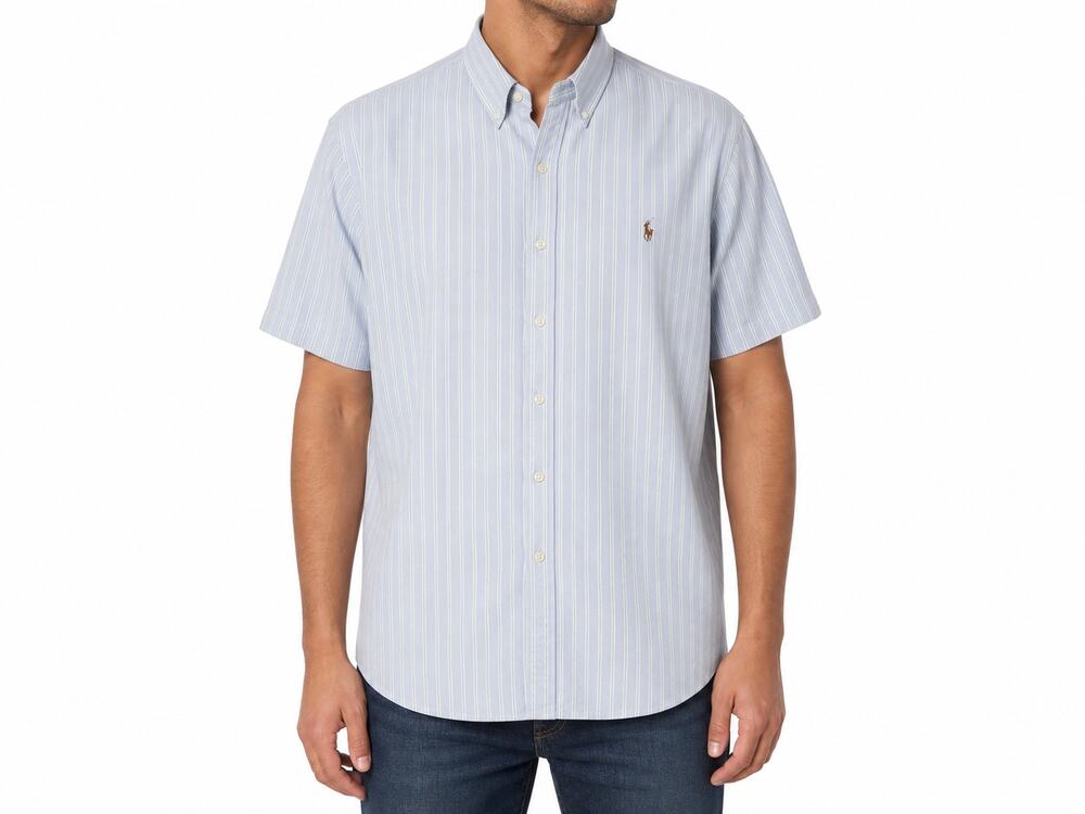 Ralph Lauren Blake Mens XXL 2XL Striped 100% Cotton Short Sleeve Shirt Preppy